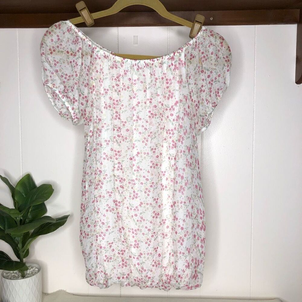 Tendenze Womens Mini Floral Silk Sheer Lined Top Multicolor Size Small